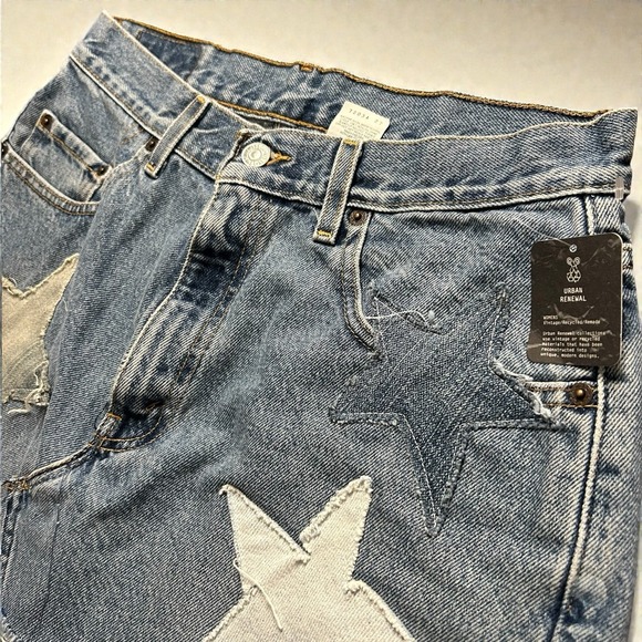 Womens Vintage Levis 569 UO Urban Renewal Star Denim Mini Skirt 30 Waist - Picture 2 of 12